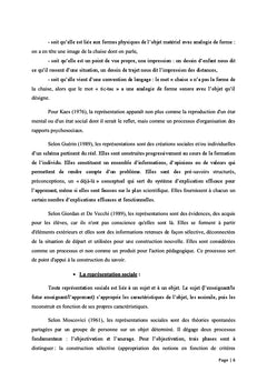 Representation des eleves sur le bilan de matiere en chimie