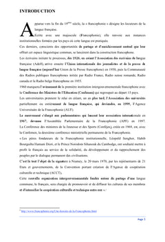 La Francophonie dans l'univers des relations internationales