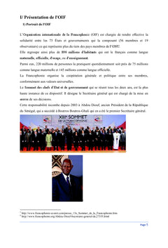 La Francophonie dans l'univers des relations internationales