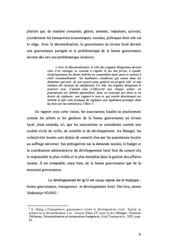 Gouvernance Locale au Senegal: Acteurs et enjeux de Pouvoirs