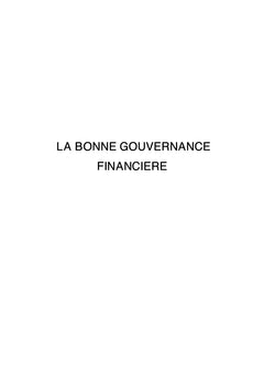 La bonne gouvernance financière