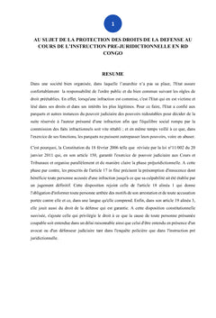 Au sujet de la protection des droits de la défense