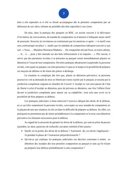 Au sujet de la protection des droits de la défense