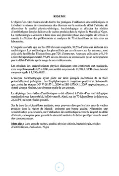 Qualite des laits crus de vache