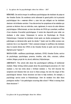 La place de la psychologie chez les elites