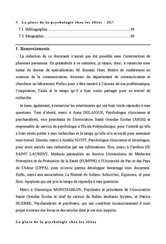 La place de la psychologie chez les elites