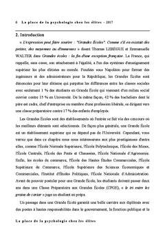 La place de la psychologie chez les elites
