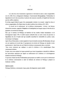 Problematique de la resilience communautaire en territoire de Walungu