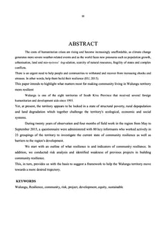 Problematique de la resilience communautaire en territoire de Walungu