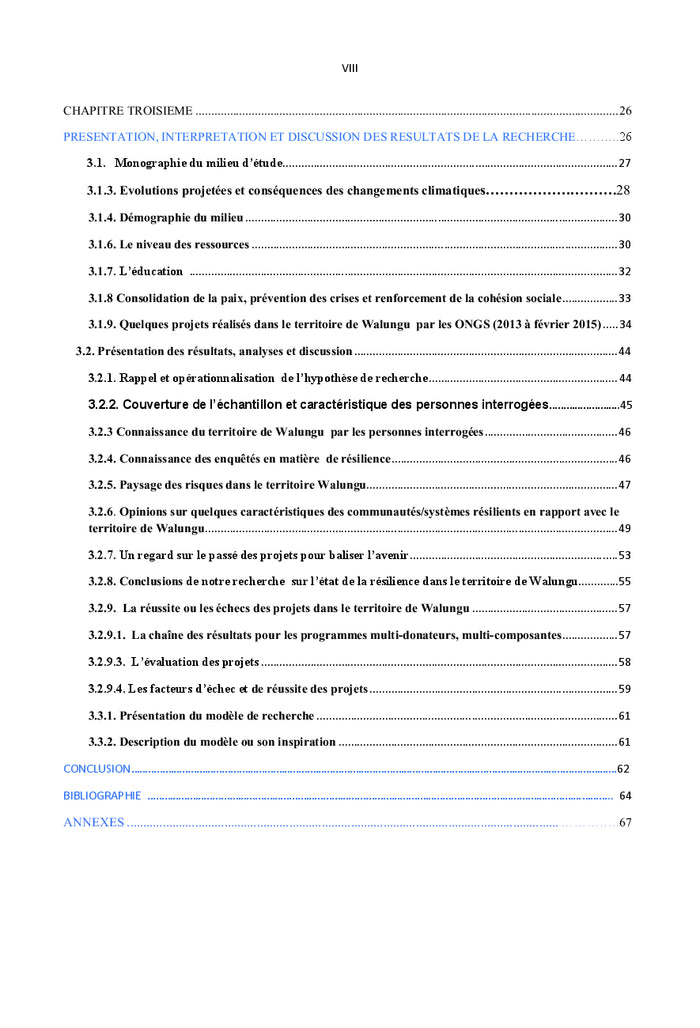 Problematique de la resilience communautaire en territoire de Walungu