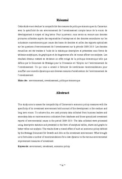 Politique economique et environnement de l'investissement