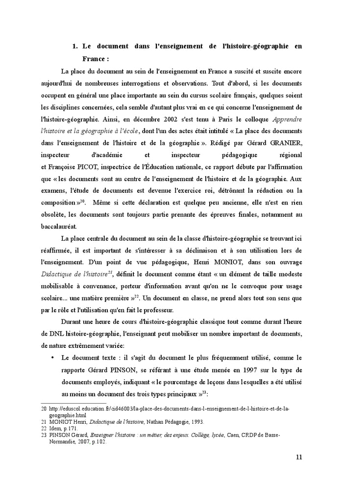 L'usage du document ecrit en DNL Histoire-Geographie