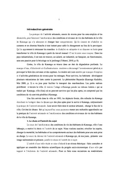 La pratique de l'activite artisanale et les conditions de vie