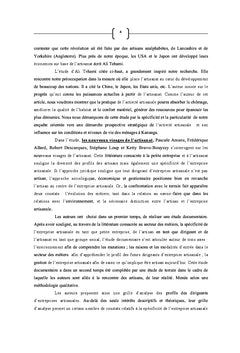 La pratique de l'activite artisanale et les conditions de vie