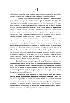 La pratique de l'activite artisanale et les conditions de vie
