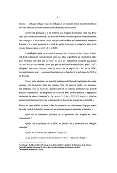 Protection des réfugiés et Menace d'apatridie: cas des Rwandais en RDC
