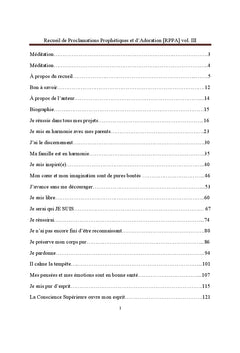 Recueil de Proclamations Prophetiques et d'Adoration (RPPA)Vol. III