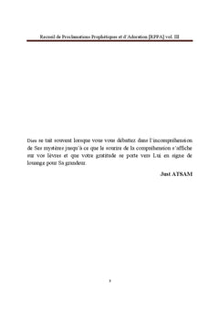Recueil de Proclamations Prophetiques et d'Adoration (RPPA)Vol. III