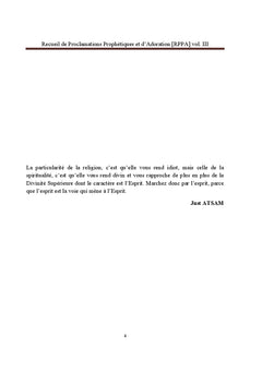 Recueil de Proclamations Prophetiques et d'Adoration (RPPA)Vol. III