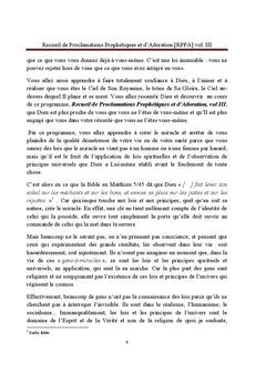 Recueil de Proclamations Prophetiques et d'Adoration (RPPA)Vol. III