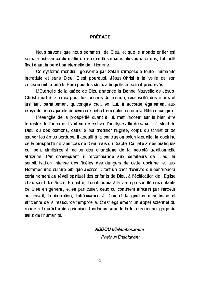 L'evangile de la prosperite: doctrine de Dieu ou des demons