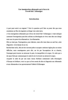 Une immigration allemande qui a force de travail fait l'Allemagne