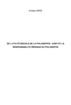 De l'utilite sociale de la philosophie