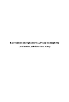 La condition enseignante en Afrique francophone