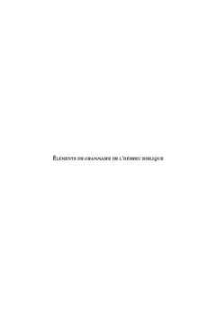 Elements de grammaire de l'hebreu biblique