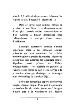 Pico-centrale photovoltaïque et digesteur A biogaz