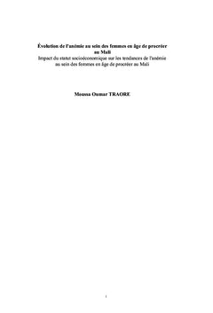 Évolution de l'anémie au sein des femmes en âge de procréer au Mali