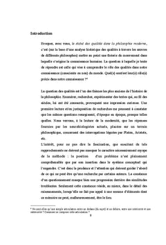 Le statut des qualites dans la philosophie moderne