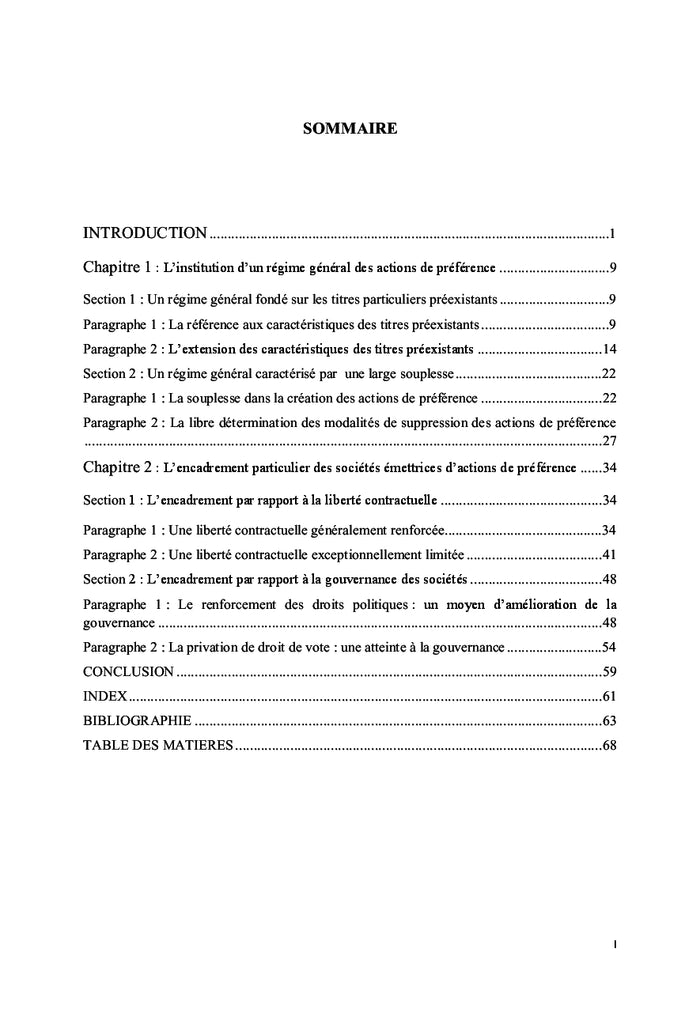 Les actions de preference