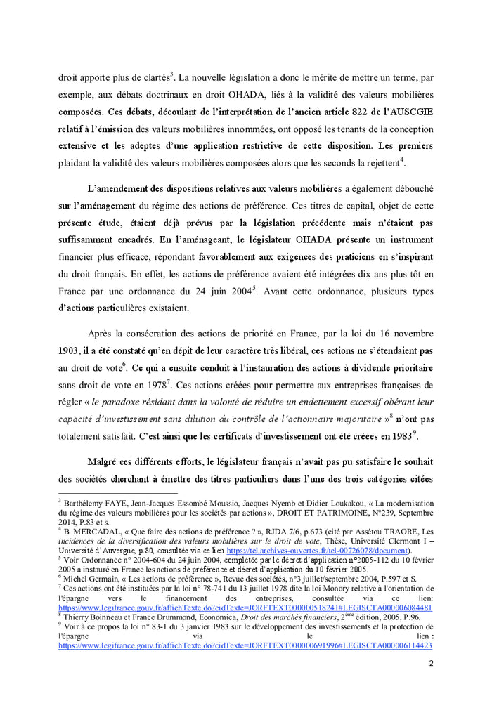 Les actions de preference