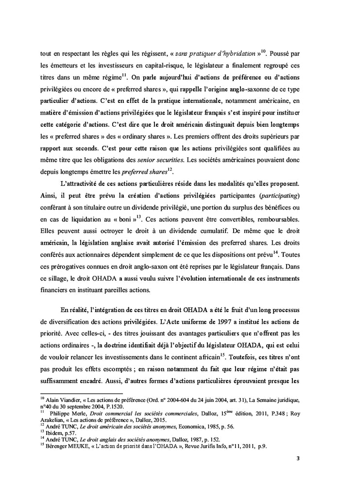 Les actions de preference