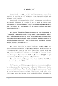 Algies et Dysfonctionnements de l'Appareil Manducateur