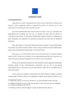 De la responsabilite penale individuelle du superieur hierarchique militaire