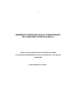 Representations sociales et enseignement de l'histoire nationale (RDC)