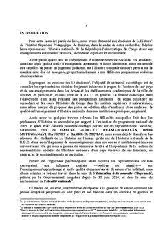 Representations sociales et enseignement de l'histoire nationale (RDC)