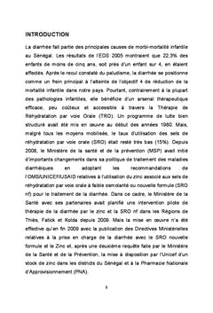 Prise en charge de la diarrhee de l'enfant par l'association SRO/Zinc
