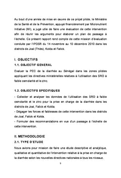 Prise en charge de la diarrhee de l'enfant par l'association SRO/Zinc