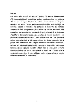 Effet de la poudre de Tephrosia vogelii dans la conservation de niebe