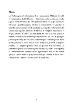 Usage des TIC dans le transfert et l'echange d'informations agricoles