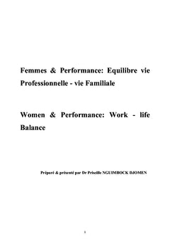Femmes & Performance: équilibre vie professionnelle - vie familiale