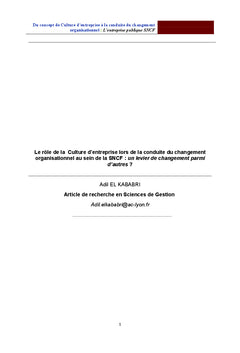 Le role de la culture d'entreprise et changement organisationnel