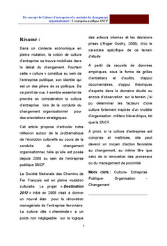 Le role de la culture d'entreprise et changement organisationnel