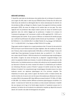 Selection de varietes de riz pour la tolerance A la salinite