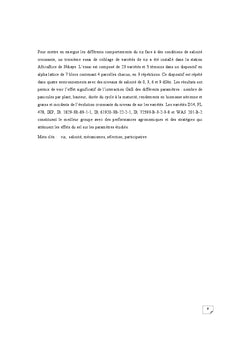 Selection de varietes de riz pour la tolerance A la salinite