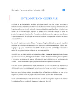 Mise en place d'un système d'information SAP