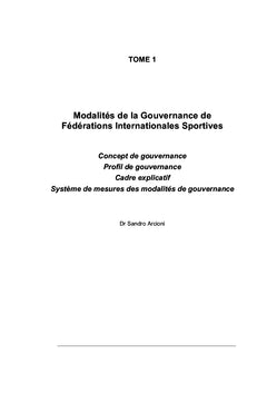 Modalites de la Gouvernance des Federations Internationales Sportives